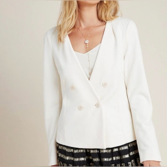 NEW Anthropologie Tavia Blazer off-white jacket Size 6 - Picture 3 of 5